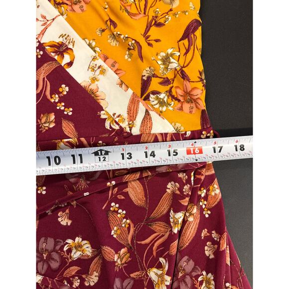 Cato Wrap Maxi Dress Womens Size XL Maroon Floral V-Neck Sleeveless Lined Summer - Picture 7 of 11